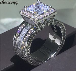 Choucong Vintage Court Ring 925 Sterling Silver Princess Cut 5A CZ Stone Engagement Bands de mariage Rings For Women Jewelry Gift7145310