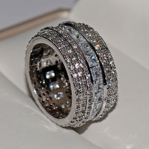 Choucong Wedding Rings Top Sell Drop Shipt Luxury Jewelry 925 STERLING Silver Princess Cut White Topaz CZ Diamond Gemmestones Promise Women Engagement Ba