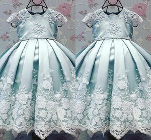 Robes de baptême bleu manches cape belle robe de bal anniversaires robe de fête avec Appliques bébé infantile enfant en bas âge baptême