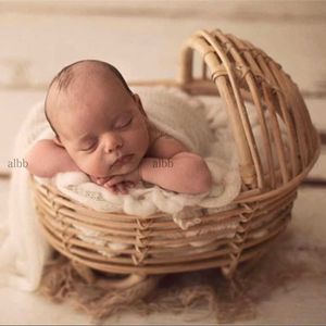 Christening dresses Newborn Photography Props Handmade Vintage Bamboo Chair baby bed girl Boy Photography Props Newborn Photo Posing Props Baby Crib T221014