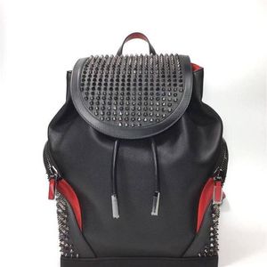 Bolsa de la escuela de la mochila negra y roja de Christian Gran capacidad Bolsos de mochila para mujeres Drawtrings de cuero Casual275t