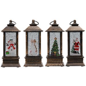 Linterna de cabina telefónica de Navidad, decoración de Papá Noel, árbol de Navidad, asidero con luz LED, decoraciones para fiestas en casa, globo de nieve, linternas, regalo HY0135