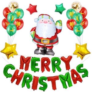 Juego de globos de papel de aluminio navideño, decoración del hogar de látex, dibujos animados de Papá Noel, helio RRA61