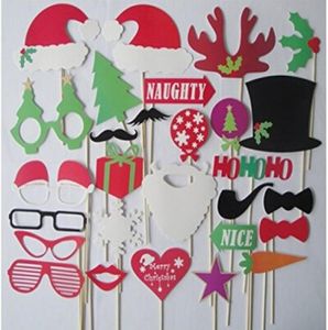 Navidad y Halloween 28pcslot DIY Po Booth Props bigote labio sombrero asta regalo palo Navidad Party7115353