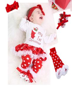 Noël bébé barboteuse robe costume 4 PCSSet flocon de neige à manches longues nouveau-né vêtements pour bébés 024 mois bébé fille vêtements ensemble 10 Styl9538724