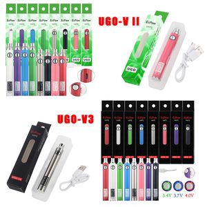 Ecpow UGO V3 V II 510 Fil Batterie Tension Variable Micro USB Rechargeable EGO Vape Pen 650 900 mAh Evod VV Préchauffer PassthroughCharger