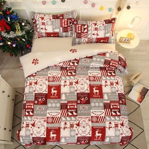 Conjuntos de ropa de cama de Navidad Cute Deer Print Funda nórdica Funda de almohada 3 unids Twin Queen King Size Ropa de cama para el hogar C0223