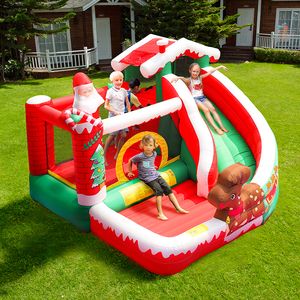 Christmas Bounce House Inflatables Playhouse Santa House Jumping Castle Slide With Ball Pit Kids Merry Noël Bouncer Slide Fouts Combo Toys Cadeaux à thème Elk Jumper amélioré