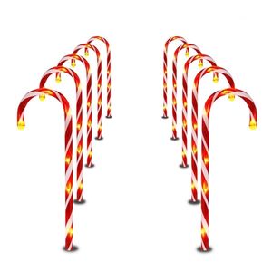 Kerst Candy Cane Pathway Lights Kerstmis / Jaar Vakantie Buiten Tuin Huisdecoratie Licht Navidad 211105