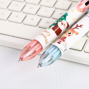 Le stylo à bille 6 couleurs de dessin animé de Noël peut imprimer le logo Appuyez sur écrire papeterie créative Stylo de Noël