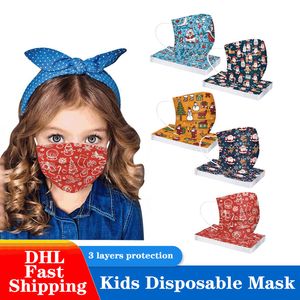 Dibujos animados de Navidad para niños Máscaras faciales desechables A prueba de polvo Transpirable Niños y niñas Impreso Máscara protectora de 3 capas 25 Estilos