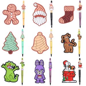 Bolígrafo de PVC personalizado barato para Navidad, bolígrafo con dijes, decoración bonita y colorida, accesorios para estudiantes para la escuela