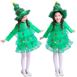 Vêtements de spectacle de noël pour enfants, costumes de spectacle, vêtements d'arbre de noël pour filles, chapeau d'hiver