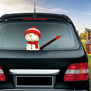 Décoration de Noël Décorations du Père Noël Accessoires de voiture Auto DIY Autocollants de voitures Pare-brise Autocollants de fenêtre mignons Autocollants d'essuie-glace A02