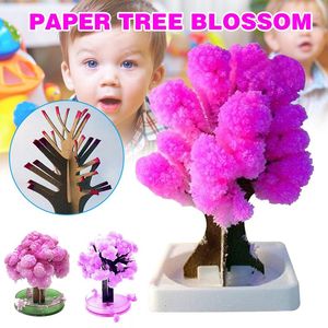 Decoraciones navideñas 1/2 Uds árbol de Sakura japonés mágico papel árboles de cristal florecientes niños DIY juguete NDS