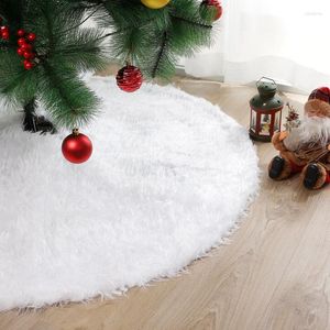 Adornos navideños, 1 pieza, falda de árbol de felpa, adorno inferior de pelo largo blanco puro, decoración de alfombras
