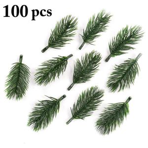 Décorations De Noël 100 Pcs Ornement D'arbre De Noël Mini Aiguilles De Pin Artificielles Guirlande Pin Pick Articles De Fête Pour Les Plantes De Simulation De Noël 221125