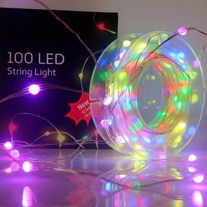 Décorations de Noël 10M 100 LED String Light Fil de cuivre Xmas Fairy Lights WS2812B RGB Couleur Point Control Garden Party Holiday 231026