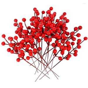 Décorations de Noël 10 PCS Baies Rouges Artificielles Branches De Pin Holly Berry Arbre De Noël Décoration Pour La Maison Noel Guirlande Ornement Cadeau Emballage