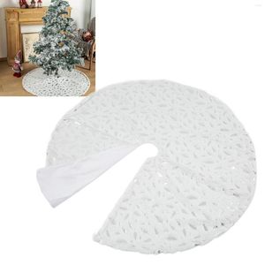 Décorations de Noël 120cm Jupe d'arbre Tissu en peluche Plume d'argent Imprimé Tapis de décoration de fond de Noël 2023 Joyeux Noel