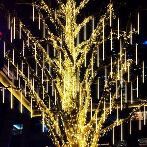 Décorations de Noël 1234 Set Meteor Shower LED String Light Street Garden Tree Décoration Année extérieure Fée 231121
