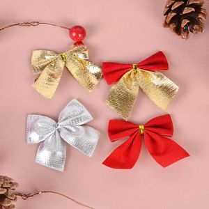 Décorations de Noël 12pcs carton flocage petit arc arbre pendentif ornements 3D noeud papillon décoration en gros bricolage décor à la maison 231128