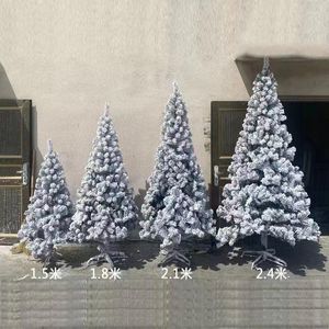 Decoraciones navideñas 150/180/210/240CM árbol de nieve flocado copo de nieve Artificial de lujo PVC accesorio de vacaciones para fiesta de oficina en casa