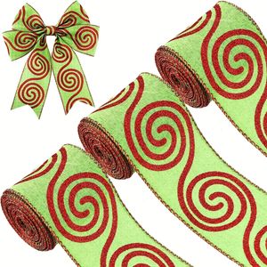 Décorations de Noël 1pc vacances ruban de toile de jute paillettes bord filaire rouge et vert décoration bricolage artisanat 231122