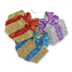 Decorações de Natal 1 PC Suprimentos para Árvores Cores Caixa de Presente Enfeite de Natal Tamanho 9CM Glitter Pó Festa Feriados Pingentes