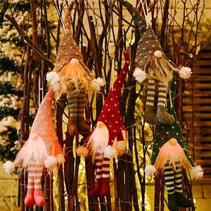 Décorations de Noël 20 pcs LED arbre lumineux laine Gnome poupée pendentifs ornements tricot artisanat enfants cadeau fête de Noël en gros x2