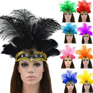 Decoraciones navideñas 2021 Diademas de plumas Flapper Lentejuelas Vestido Accesorios Traje Hairband Tocado Mujeres Damas Moda Fiesta Joyería