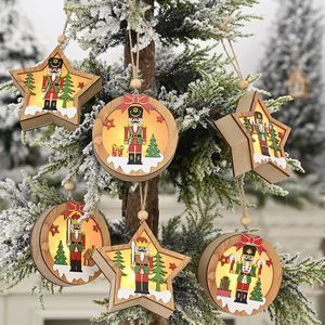 Décorations de noël 2021 en bois arbre cadeaux ornements enfant brillant lampe pendentif décoration de table ornement maison Product1