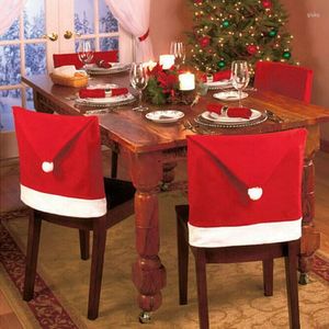 Décorations de Noël 2023 200pc Santa Hat Chaise Couvre Décor Dîner Noël Cap Ensembles En Gros