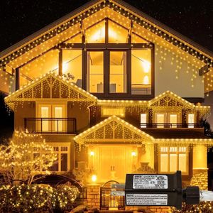 Décorations de Noël 24 V Glaçon LED de sécurité Lumières de Noël Décorations extérieures 2024 Guirlande de rue sur la maison Année 2024 Festoon 231027