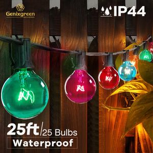 Décorations de Noël 25Ft G40 Patio extérieur Globe couleur chaîne lumière étanche 7W RGB boule ampoule fée jardin décoration éclairage 231030