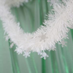 Decoraciones navideñas, guirnalda de oropel de ratán con copos de nieve de 2M, adornos para árboles, lámina metálica, alambre blanco, decoración de fiesta de año de Navidad