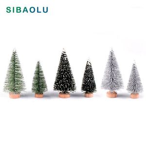 Décorations de noël 2 pièces artificielle Mini taille arbre maison décoration Figurine Miniature fée jardin ornement bureau bricolage accessoires1