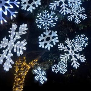 Décorations de Noël 30cm grand flocon de neige chaîne lumière extérieure LED lampe suspendue arrière-cour patio arbre décor de mariage fée guirlande 220909