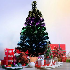 Décorations de Noël Mini arbre de Noël artificiel de table à fibre optique pré-éclairé vert de 32 pouces avec des lumières LED de contrôle à 5 couches pour le dessus de table de Noël 231113