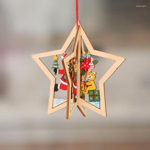 Decoraciones navideñas, 3 uds., colgantes 3D de madera con forma de campana, adornos colgantes para árbol de Navidad, manualidades de madera para fiesta en casa