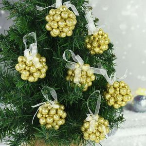 Décorations de Noël 5pcs 6cm or / rouge / blanc boule de baies de cerise arbre de Noël pendentif faux fruits suspendus ornement Navidad Noel décor à la maison