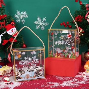 Décorations de Noël 5 pièces boîte-cadeau transparente sacs à pâtisserie PVC clair bonbons Biscuit cuisson enfants enfants année sac de noël