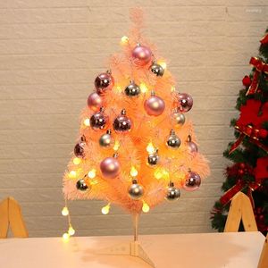 Decoraciones navideñas 60 cm Adornos de árbol rosa artificial Mini Flor de cerezo Luz LED para el año Navidad Oficina en casa El regalo de decoración