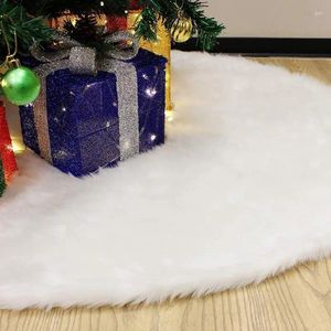 Décorations de Noël 60cm jupe d'arbre tapis en fausse fourrure flocon de neige blanc tapis en peluche Noël Noël tablier ornement maison année fête décor