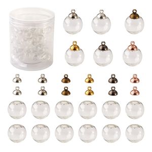 Décorations de Noël 60Pcsbox Clear Glass Bottle Charms Mini Globe Ball Bouteilles vides Pendentif avec capuchon Bail pour la fabrication de bijoux DIY Boucle d'oreille Collier 231123