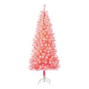 Décorations de Noël Arbre artificiel en pin floqué rose pré-éclairé de 65 pieds avec 200 lumières claires par Holiday Time 231113