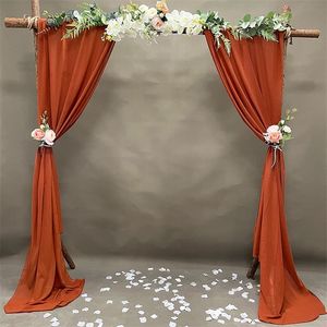 Décorations de Noël 70x500cm Rouille Mousseline de soie Arc de mariage Drapage Tissu Terre cuite Solide Draperie Cérémonie Réception Toile de fond Rideau Party Swag Décor 220916