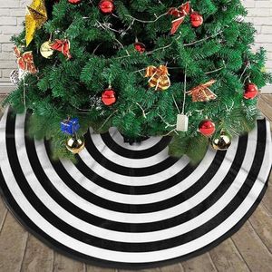 Décorations de noël 90 cm rayures noires et blanches jupe d'arbre décoration couverture extérieure joyeux pour l'année à la maison Noel