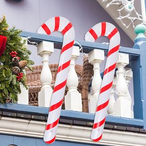 Décorations de Noël 90 cm gonflable canne à sucre ballon bâtons de marche 2023 décoration de Noël pour la maison 2024 année fête fournitures enfants cadeau 231027