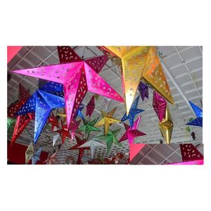 Décorations de Noël All-Match Stéréo Double Laser Colorf Papier Pliant Étoile Suspendue Hall D'étoiles Drop Livraison Maison Jardin Festi Dhmx0